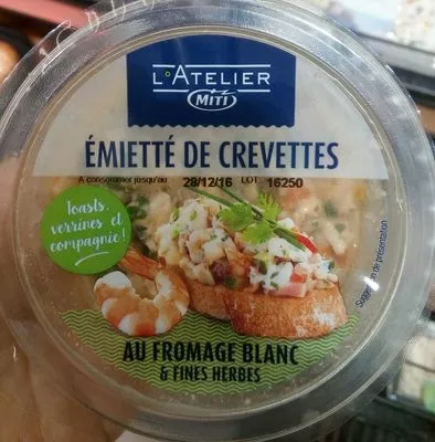 Émietté de Crevettes au Fromage Blanc & Fines Herbes L'Atelier Miti, Miti 100 g, code 3760070014594