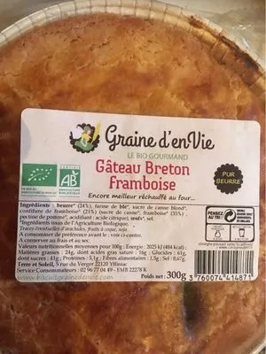 Gâteau Breton Framboise Graine d'Envie, Terre et Soleil 300 g, code 3760074414871