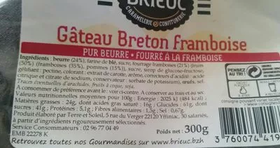 Gâteau Breton Framboise Brieuc, Terre et Soleil 300 g, code 3760074419791