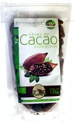Fèves de Cacao biologiques ethnoscience, Écoidées 125 g, code 3760087360981