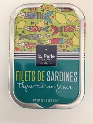 Filets de sardines sans huile thym et citron frais La Perle des Dieux 115g, code 3760148291636
