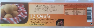 Oeufs Sans marque 12 Oeufs moyen, code 3760150110857