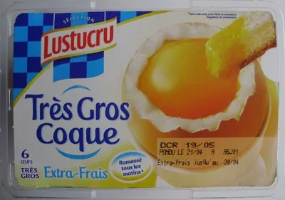 6 œufs Très Gros Coque, Extra-Frais Lustucru Sélection, Ebro Foods, Ovalis 6, code 3760150471309