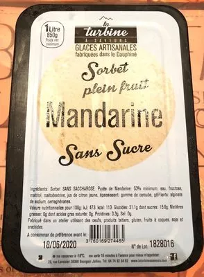 Sorbet mandarine La Turbine à Saveurs , code 3760169274465