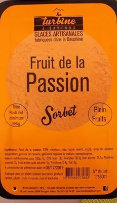 Sorbet fruit de la passion La Turbine à Saveurs , code 3760169275899