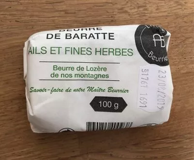 Beurre de Baratte ails et fines herbes  , code 3760255400938