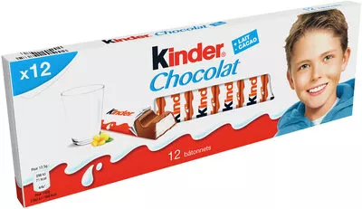 Kinder chocolat - chocolat au lait avec fourrage au lait 12 barres Kinder, Ferrero 150 g, code 4008400203829