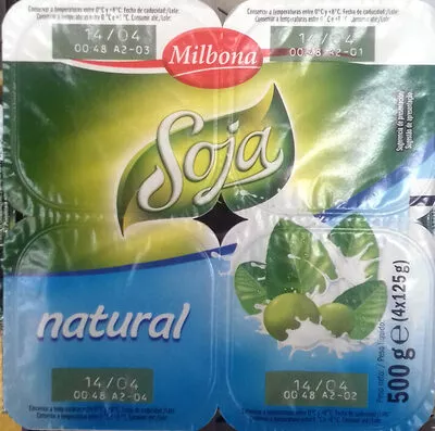 Yogurt natural de soja Milbona 500 g (4 x 125 g), code 4056489028833