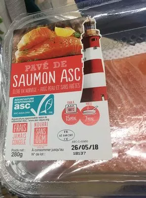 Pave de saumon asc Sans marque 280 g (2 * 140 g e), code 40884004