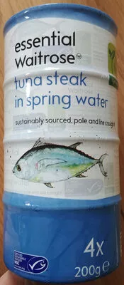 Tuna Steak in Spring Water Waitrose, Essential Waitrose 4 x 150 g, code 5000169129807
