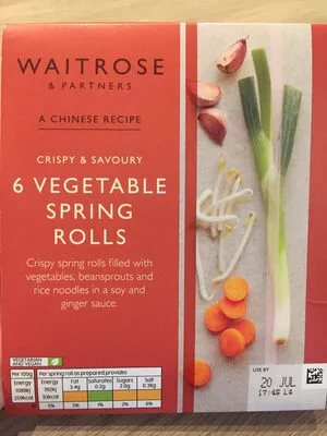 Vegetable spring rolls Waitrose 216g, code 5000169330371