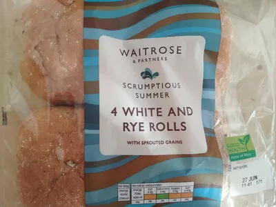 4 White and Rye Rolls Waitrose 4, code 5000169551172
