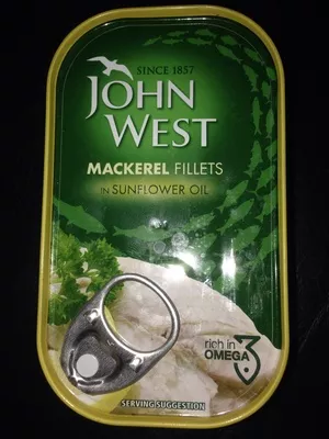 Mackerel fillets in sunflower oil John West 125g, code 5000171030689