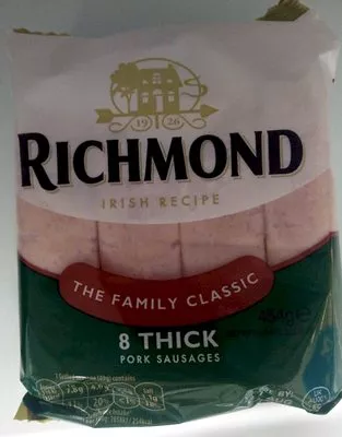8 thick Pork Sausages Richmond 454 g, code 5000187008153
