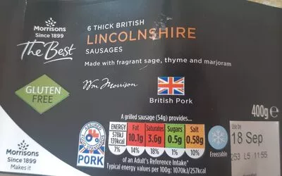 Lincolnshire sausages Morrisons 400g, code 5010251797487