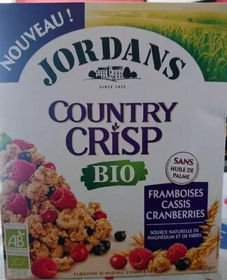 Country crisp framboises, cassis, cramberries Jordans 400 g, code 5010477357298