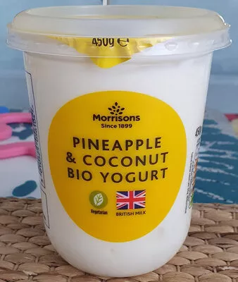 pineapple & coconut bio yogurt Morrisons 450 g, code 5010525056104