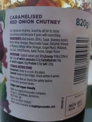 Caramelised red onion chutney  820 g, code 5012818194562