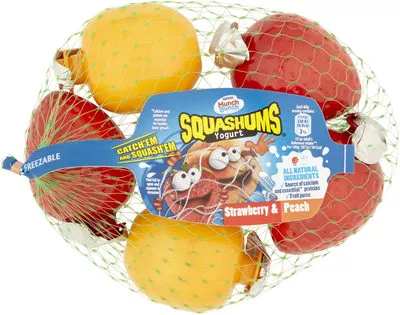Squashums Yogurt Strawberry & Peach Munch Bunch, Nestle, Squashums 6 x 60 g, code 50250493