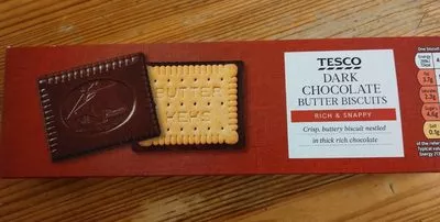Dark chocolate butter biscuits Tesco 125g, code 5051277445525