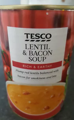 Tesco lentil & bacon soup Tesco 400g, code 5054268737234