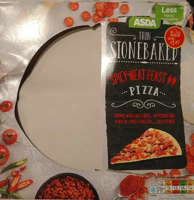 Thin Stonebaked Spicy Meat Feast Pizza ASDA 1, code 5054781139898