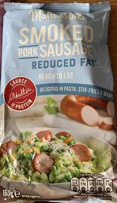 Smoked pork sausage reduced fat Mattessons 160 g, code 5057624281891