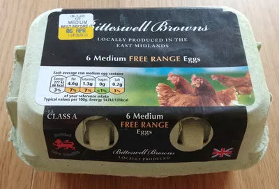 Medium Free Range Eggs Bitteswell Browns 6 eggs, code 5060157020066