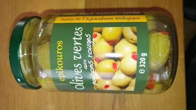 Olives vertes aux poivrons rouges Epikouros 320 g, code 5200104102210