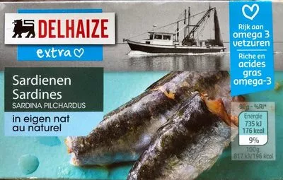 Sardines au naturel Delhaize 125 g, code 5400111130712