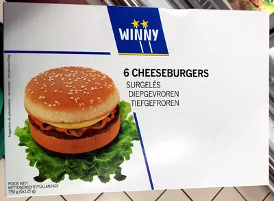6 Cheeseburgers surgelés Winny 6 * 125 g, code 5400247027573