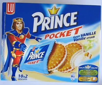 Prince Pocket goût vanille Prince, Lu, Kraft Foods, Unilever 20 biscuits, code 5410041423709