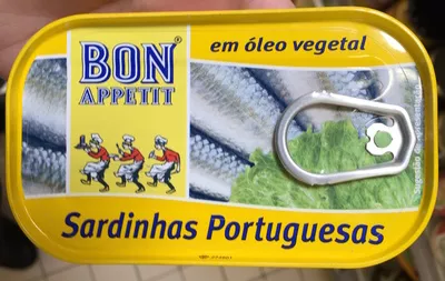 Sardinhas Portuguesas em óleo vegetal Bon appetit 120 g (84 g égoutté), code 5601159207828