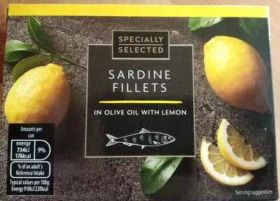 sardine fillets in olive oil with lemon specially selected 115g drained weight 80g, code 6080042763716