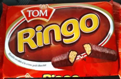 Ringo: Biscuits enrobés à la crème goût chocolat tom 70 g, code 6194000521024