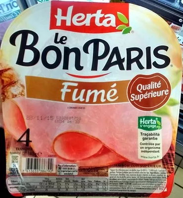LE BON PARIS Jambon blanc fumé Herta, Le Bon Paris 140 g e (4 tranches), code 7613035386792