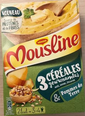 Mousline 3 Céréales gourmandes & Pommes de Terre Maggi, Mousline, nestlé 2x100g, code 7613035976382