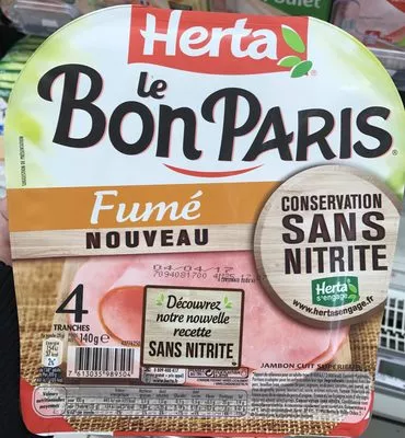 LE BON PARIS Fumé conservation sans nitrite Herta, Le Bon Paris 140 g, code 7613035989504