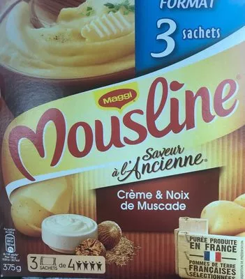 MOUSLINE Purée Crème Muscade 3x125g Maggi,  Mousline saveur a l'ancienne 375 g, code 7613036528818