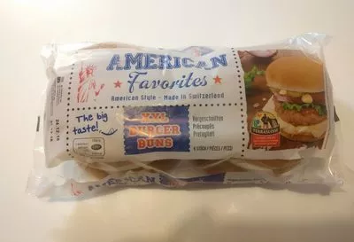 American Favorites XXL burger buns Jova, Migros 310 g (4 unités de 77 g environ), code 7613404016299