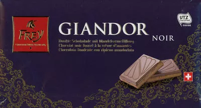 Chocolat noir fourré à la crème d'amandes Giandor, Migros, Frey 100 g, code 7616500020290