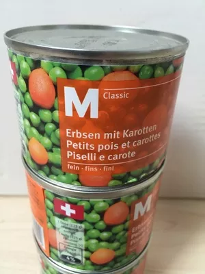 Petits pois et carottes M Classic,  Migros 215 g, code 7616800302102