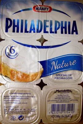 Philadelphia (6 portions) Nature (23,5% MG) - 100 g - Kraft Philadelphia, Kraft, Kraft Foods, Mondelèz International 100 g (6 x 16,67 g), code 7622210175410