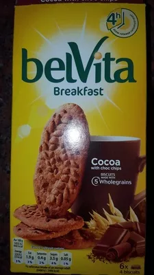Belvita breakfast biscuits-breakfast cocoa with choco chip Mondelez, Mondelez International 300 g e, code 7622210189820