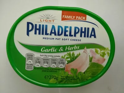 Philadelphia cream cheese garlic and herb light Philadelphia 270 g, code 7622210307668