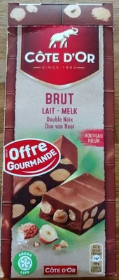 Chocolat brut lait double noix Cote d'or, Mondelez 180 g, code 7622210483430