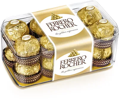 Ferrero rocher fines gaufrettes enrobees de chocolat au lait et noisettes avec noisette entiere boite de 16 pieces Ferrero 16 pieces - 200 g, code 8000500003787