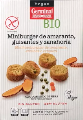 Miniburguer de amaranto, guisantes y zanahoria Germinal Bio Vegan,  Germinal Bio,  Germinal 160 g, code 8001091000728