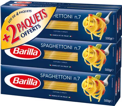 Barilla pates spaghettoni 4x500g + 2 offerts Barilla 3000 g, code 8076809575171