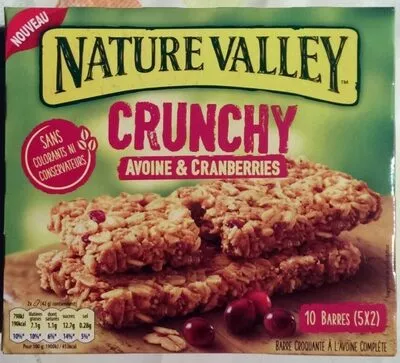 Crunchy Avoine & Cranberries Nature Valley, General Mills 210 g, 5 barres de 42 g, code 8410076601155